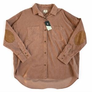 NWT Tuckernuck brown corduroy cotton shirt in Khaki size XXL